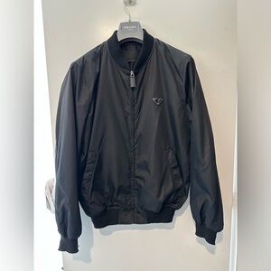 Prada Black Triangle Logo bomber jacket Size 52
